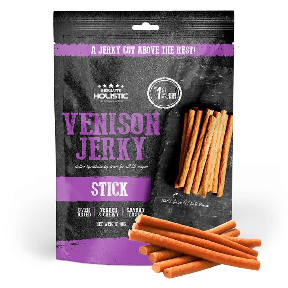 20% OFF: Absolute Holistic Venison Stick Grain Free Dog Treats 100g
