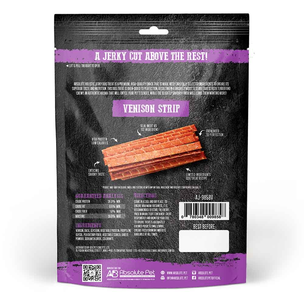 20% OFF: Absolute Holistic Venison Strip Grain Free Dog Treats 100g