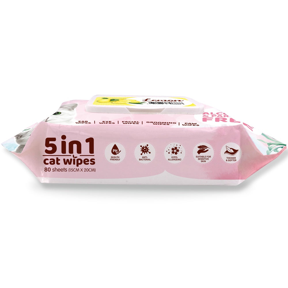 4 FOR $15: Kit Cat 5-in-1 Lemon Scented Cat Wipes 80pcs