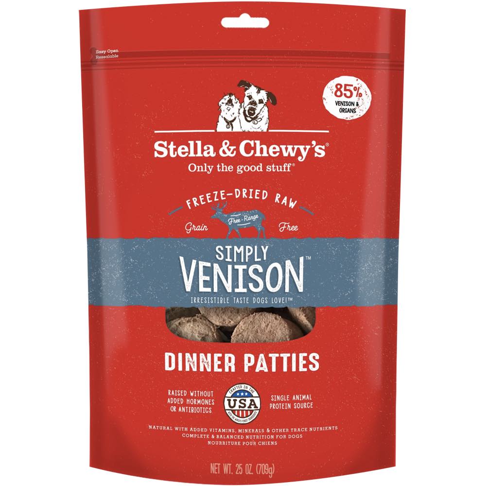 Stella & Chewy??s Simply Venison Dinner Patties Grain-Free Freeze-Dried Raw Dog Food 25oz